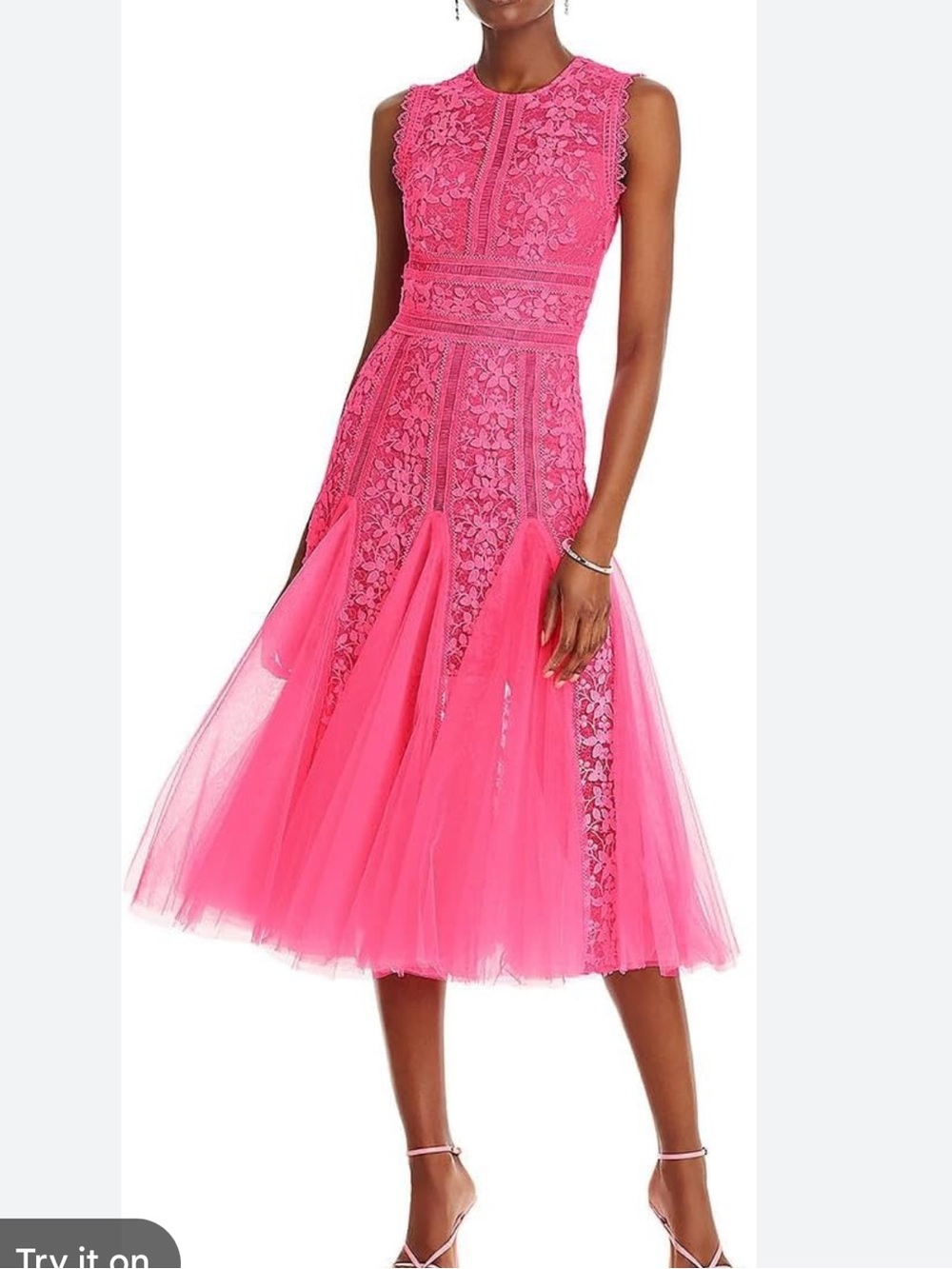 Bronx and Banco Megan Pink Lace Midi Dress - Picture 3 of 13